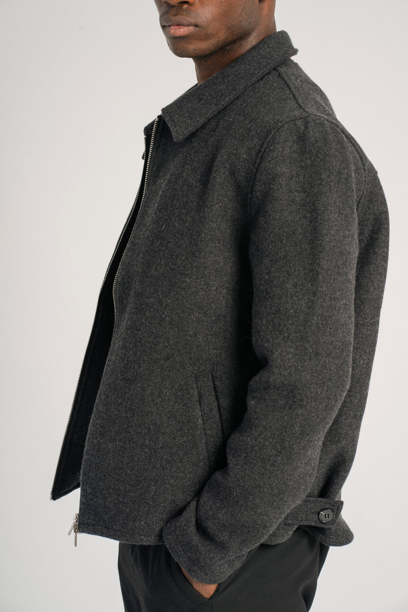 Wool Blend Zip-Up – Ash Grey