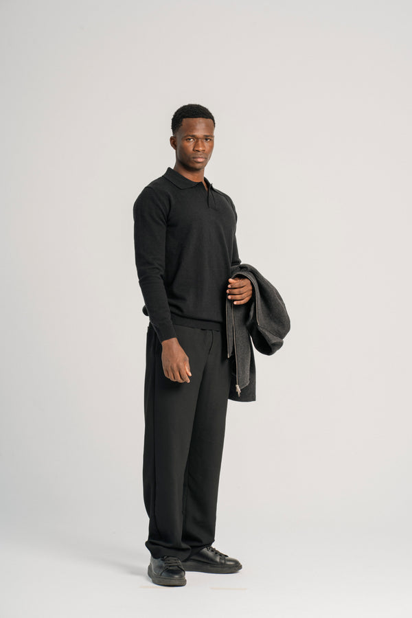 Relaxed Fit Black Trousers