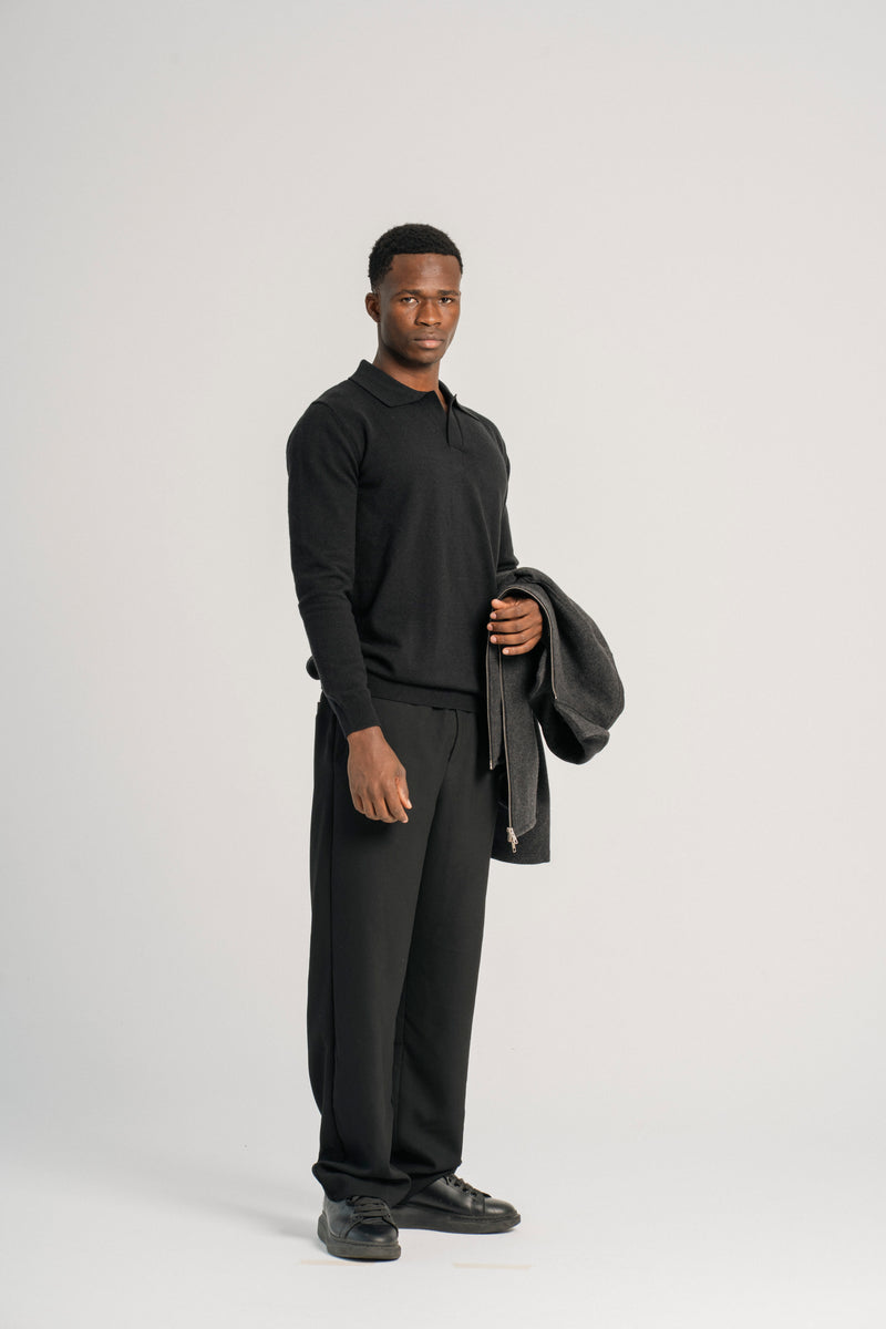 Relaxed Fit Black Trousers
