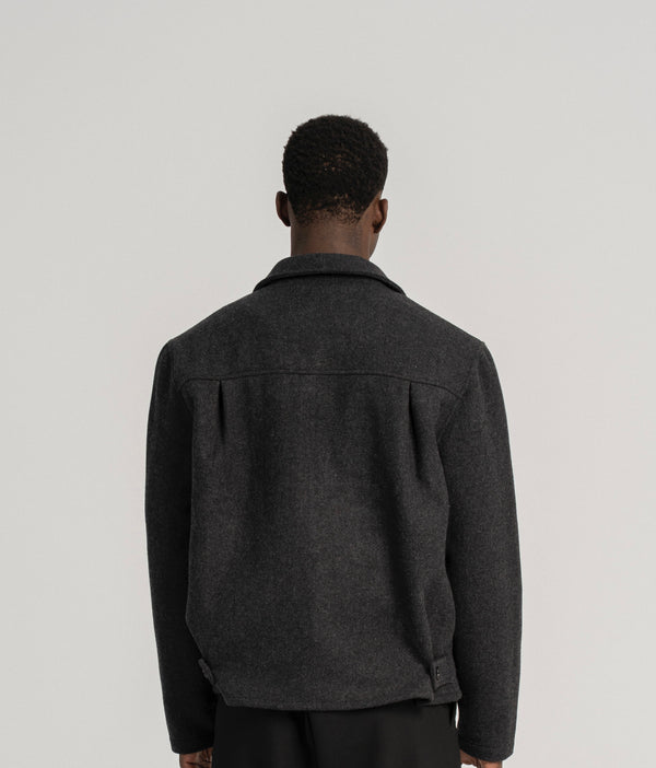 Wool Blend Zip-Up – Ash Grey